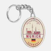 München Duitsland City Skyline Emblem Sleutelhanger (Voorkant Links)