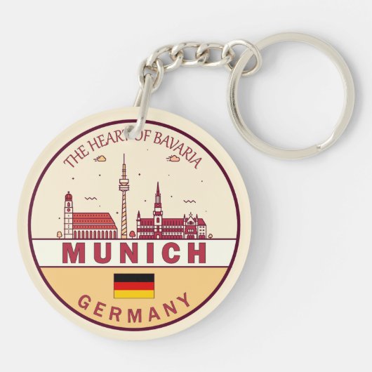 München Duitsland City Skyline Emblem Sleutelhanger (Achterkant)