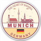 München Duitsland City Skyline Emblem Sticker (Voorkant)