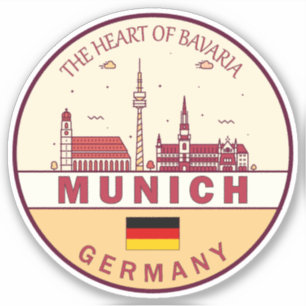 München Duitsland City Skyline Emblem Sticker
