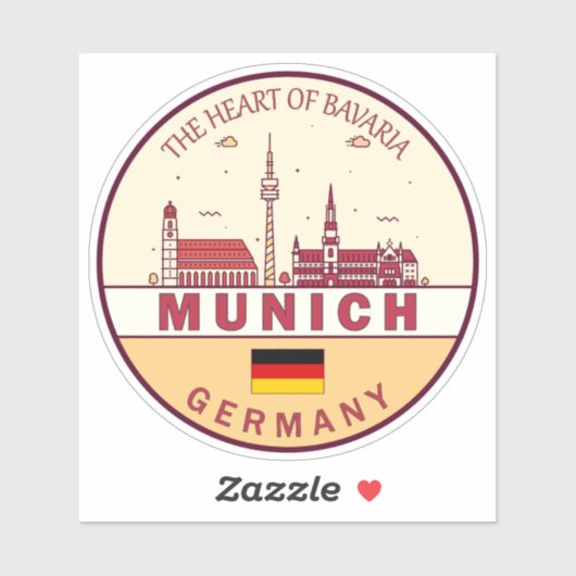 München Duitsland City Skyline Emblem Sticker (Vel)