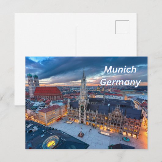 München, Duitsland Downtown in de avond Briefkaart (Voorkant / Achterkant)
