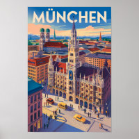 München Duitsland Illustratie Reizen Kunst Vintage