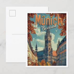 München Duitsland  Kunst Reizen Illustratie Briefkaart