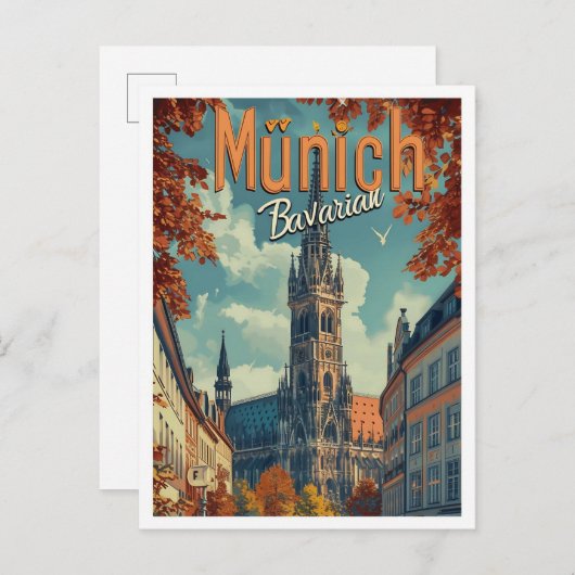 München Duitsland  Kunst Reizen Illustratie Briefkaart (Voorkant / Achterkant)