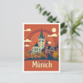 München Duitsland Kunst Vintage Reizen Illustratie Briefkaart (Staand voorkant)