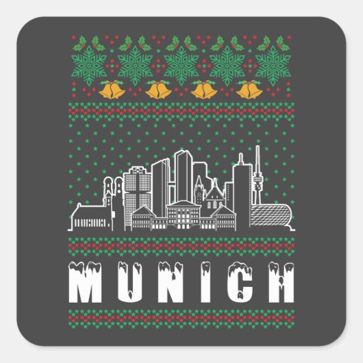 München Duitsland Lelijke Kerstmis Vierkante Sticker (Voorkant)