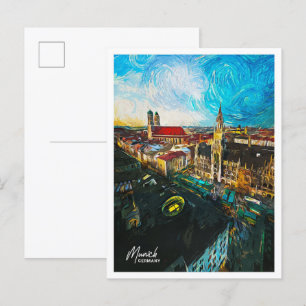 München Duitsland Mooie Olieverf Stad Landschap Briefkaart