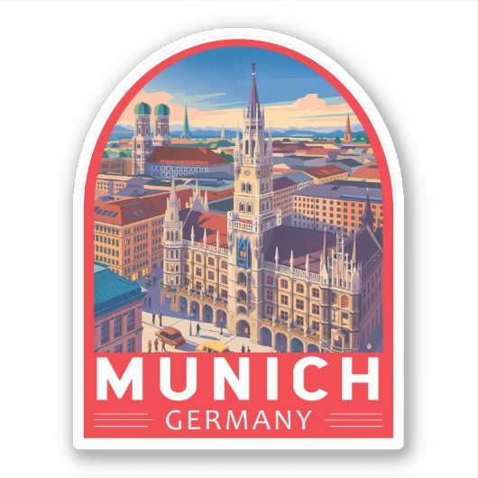 München Duitsland Reis Kunst Embleem Sticker (Voorkant)