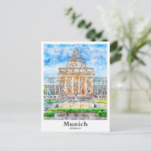 München Duitsland Reizen Waterverf Hand getekend Briefkaart (Staand voorkant)