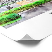 München Duitsland Reizen Waterverf Hand getekend Poster (Hoek)