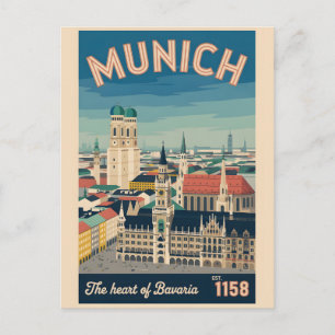 München Duitsland Retro Silhouette Stadsgezicht Re Briefkaart