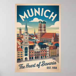 München Duitsland Retro Silhouette Stadsgezicht Re Poster