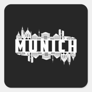 München Duitsland Stad Cityscape Grappig geschenk  Vierkante Sticker