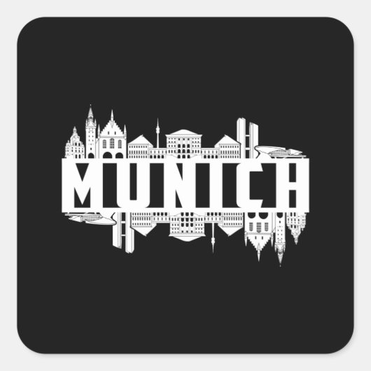München Duitsland Stad Cityscape Grappig geschenk  Vierkante Sticker (Voorkant)