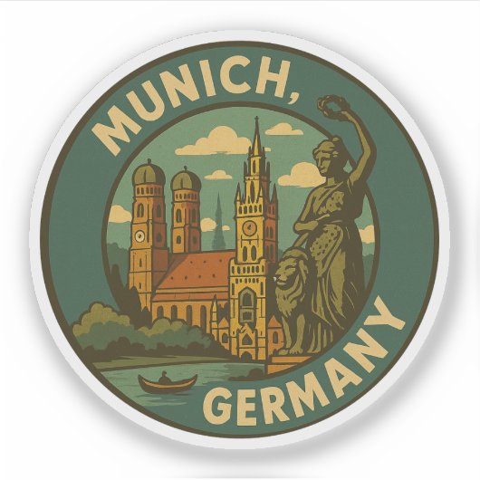 München Duitsland Stad Kunst Sticker (Voorkant)