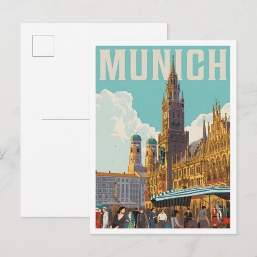 München Duitsland Vintage Kunst Reizen Briefkaart (Voorkant / Achterkant)