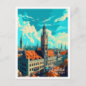 München Duitsland vintage reisillustratie Briefkaart (Voorkant)