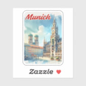 München Duitsland Waterverf Reizen Sticker (Vel)