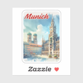 München Duitsland Waterverf Reizen Sticker