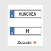 Munchen kennzeichen, German Car License Bord Sticker (Vel)