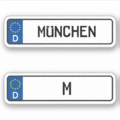Munchen kennzeichen, German Car License Bord Sticker (Voorkant)