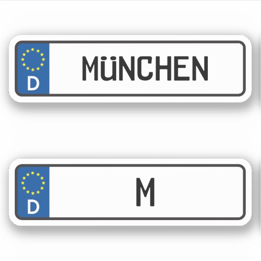 Munchen kennzeichen, German Car License Bord Sticker (Voorkant)