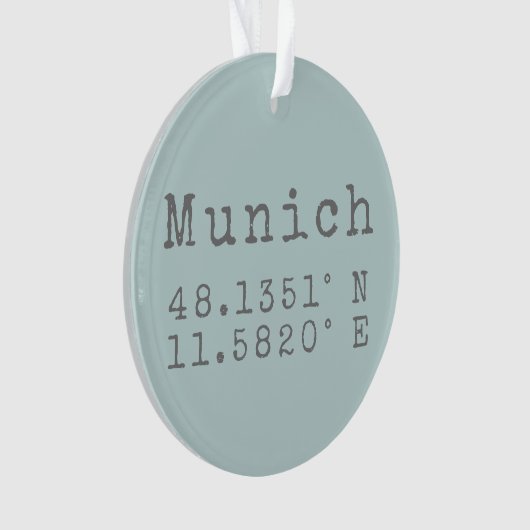 München Latitude en Lengtegraad Ornament (voorkant)