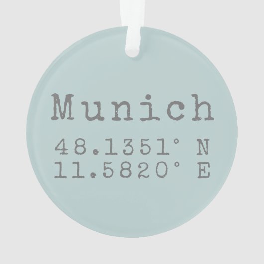 München Latitude en Lengtegraad Ornament (achterkant)