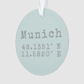 München Latitude en Lengtegraad Ornament (voorkant)