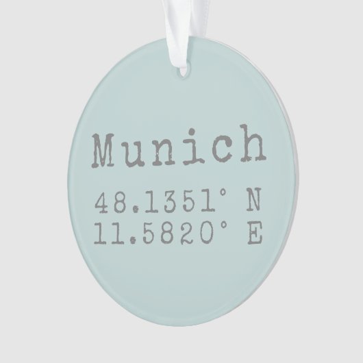 München Latitude en Lengtegraad Ornament (voorkant)