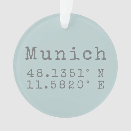 München Latitude en Lengtegraad Ornament (voorkant)