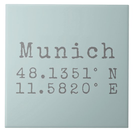 München Latitude en Lengtegraad Tegeltje (Voorkant)