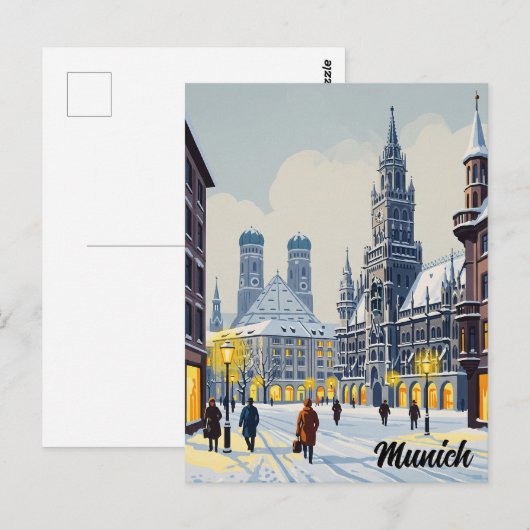 München Marienplatz Duitsland Bloemen Briefkaart (Voorkant / Achterkant)