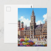 München Marienplatz Duitsland Bloemen Briefkaart (Voorkant / Achterkant)