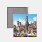 München Marienplatz Duitsland Bloemen Magneet (Voorkant / Achterkant)