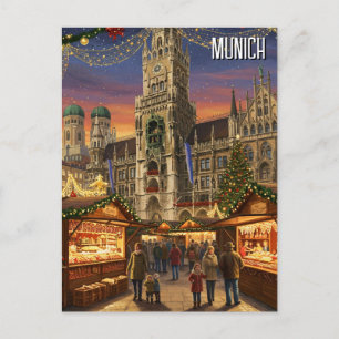 München Marienplatz Duitsland Kerstmarkt Briefkaart
