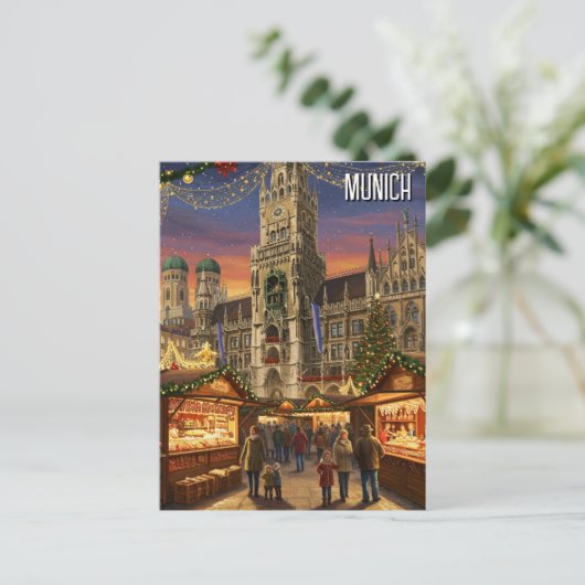 München Marienplatz Duitsland Kerstmarkt Briefkaart (Staand voorkant)