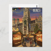 München Marienplatz Duitsland Kerstmarkt Briefkaart (Voorkant / Achterkant)