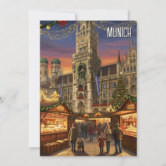 München Marienplatz Duitsland Kerstmarkt Feestdagenkaart (Voorkant)