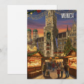 München Marienplatz Duitsland Kerstmarkt Feestdagenkaart (Voorkant / Achterkant)
