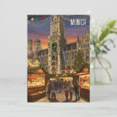 München Marienplatz Duitsland Kerstmarkt Feestdagenkaart (Staand voorkant)