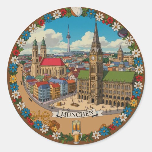 Munchen Munich Deutchland Ronde Sticker (Voorkant)