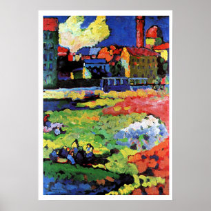 München-Schwabing met kerk St. Ursula Poster