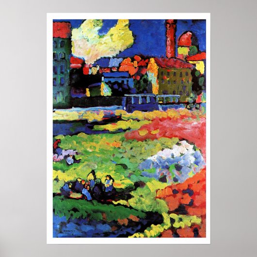 München-Schwabing met kerk St. Ursula Poster (Voorkant)