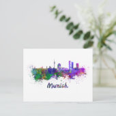 München skyline in waterverf briefkaart (Staand voorkant)