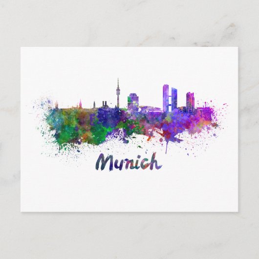 München skyline in waterverf briefkaart (Voorkant)