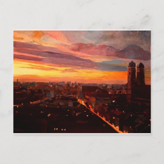 München Sunset with Church of Our Lady Briefkaart (Voorkant)