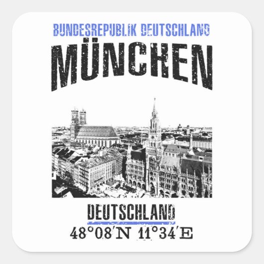 München Vierkante Sticker (Voorkant)