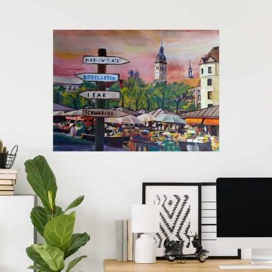 München Viktualienmarkt Poster (Thuiskantoor)